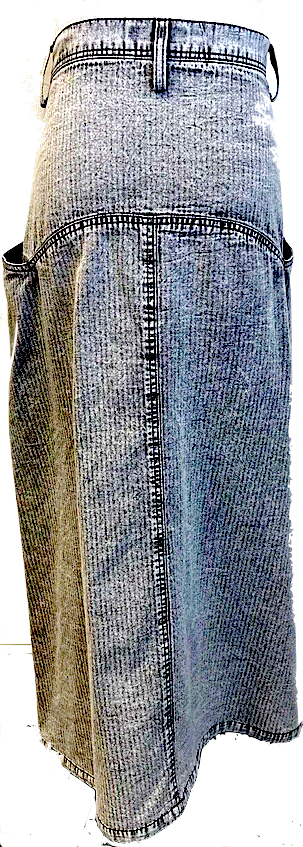 YOHJI YAMAMOTO JAPAN. Y'S Discharge Grey, Striped Denim Skirt,