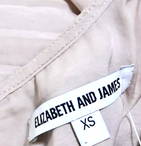 Elizabeth & James NY. (The Row). Rayon Beige Pleated Tie Back Long Sleeve Blouse