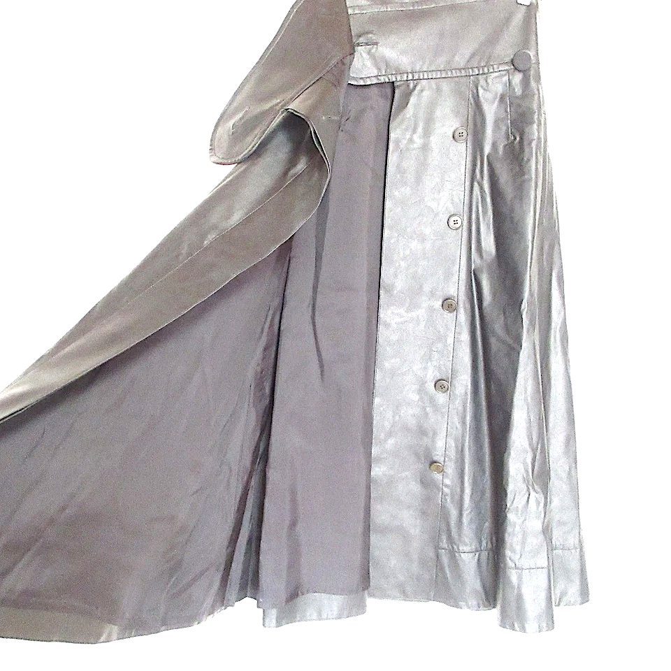 SAYAKA DAVIS JAPAN/NYC. Black Faux Leather High Waist Flared Long Skirt