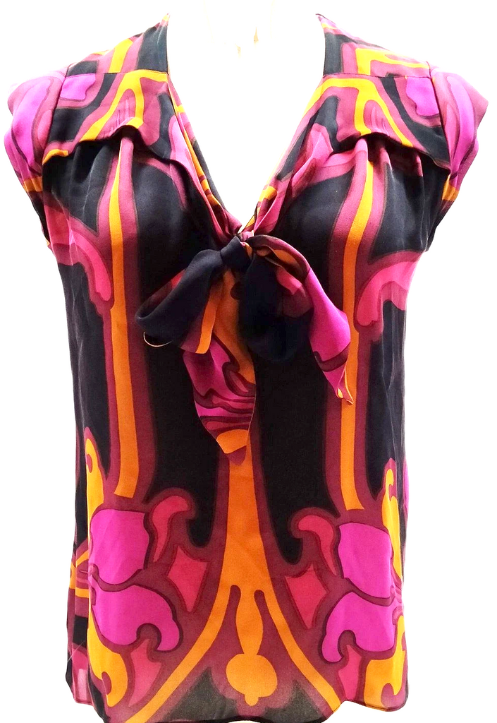 Gucci Italy. Vintage Silk Abstract Top