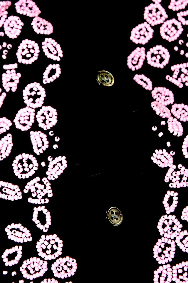 Comme Des Garcons Japan. GIRL (BY HYSTERIC GLAMOUR DESIGN) Dark Blue Floral Wool Button Cardigan