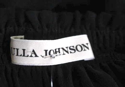 Ulla Johnson NY. Black Silk Ruffled Short Sleeve Sleek Blouse