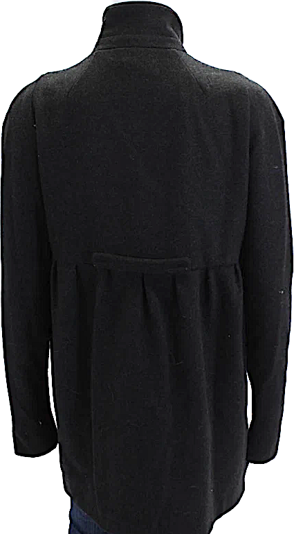 Miu Miu Italy. Black Wool Pleated Flared Detail Collared Jacket