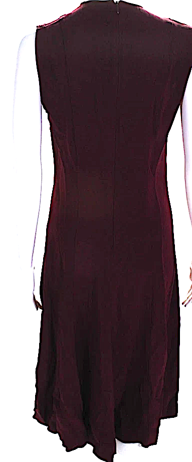 JOSEPH LONDON. Burgundy Red Sleeveless Crew Neck Meline Dress