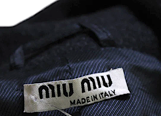 Miu Miu Italy. Black Wool Pleated Flared Detail Collared Jacket