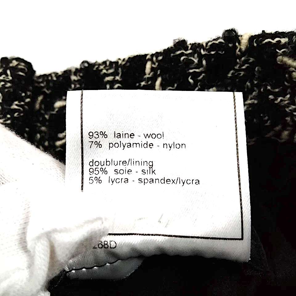 Chanel Paris. Black Tweed Wool, Nylon Skirt