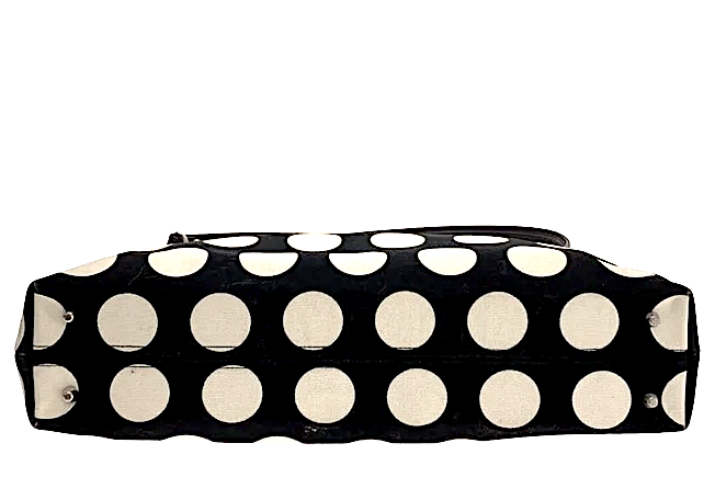 AYANOKOJI JAPAN. Black Canvas/White Polka Dot Kiss Lock Handbag