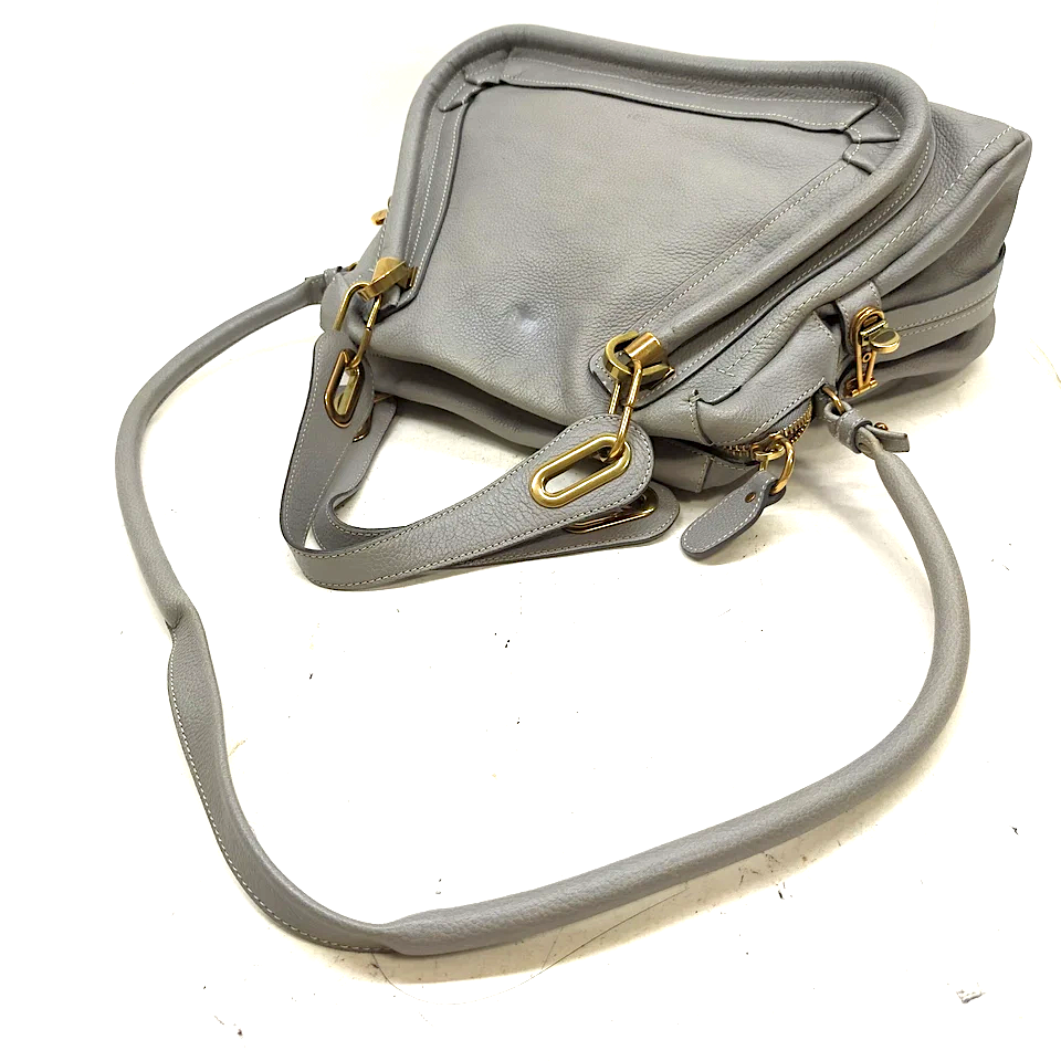 Chloe Paris. Gray Leather Crossbody Strap Shoulder Bag / Hand Bag