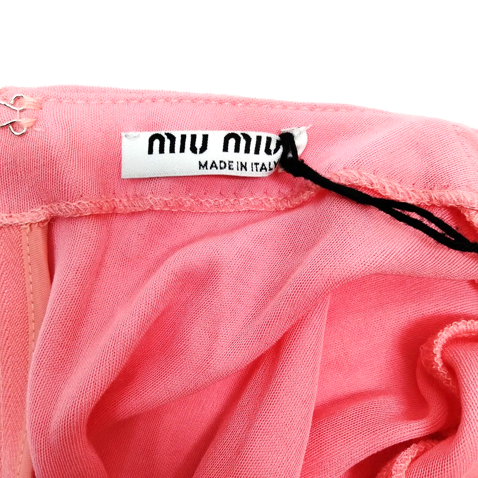 Miu Miu Italy. Pink Cotton Zipper Front Mini Dress