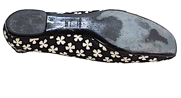 Saint Laurent Paris. Black White Clover Print Slide On Ballet Flats SZ: 38.5