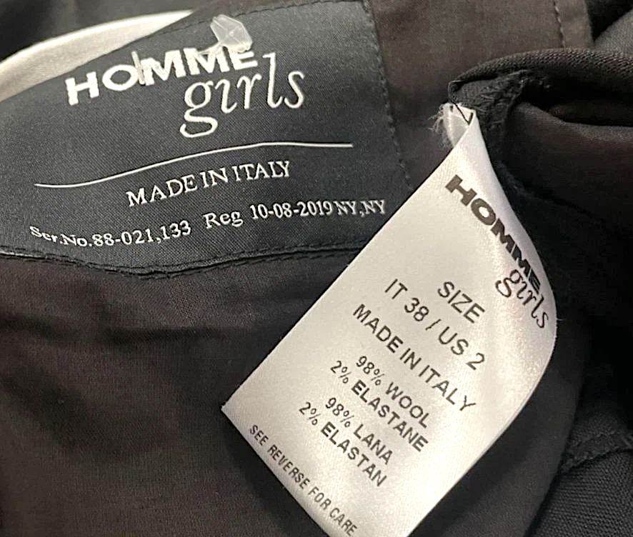 Homme Girls. Black Straight-Leg Classic Tailored Pants