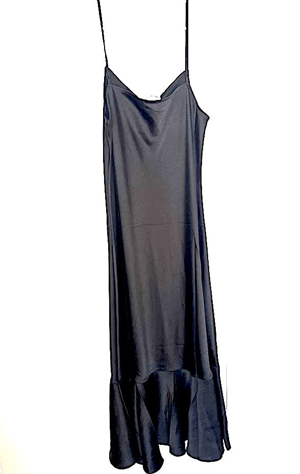 LATTELIER. Black Midi Length Slip Dress