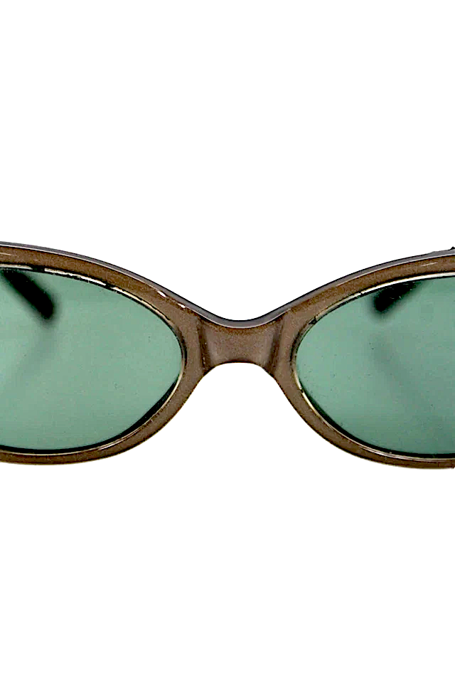 Trussardi Italy. Designer Round Gray Metallic Framed Geometric Detail Sunglasses