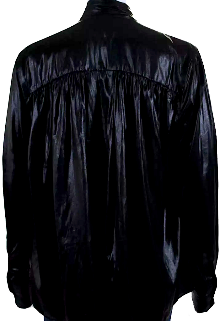 Isabel Marant Paris. Black Long Sleeves Button Down Shiny Blouse
