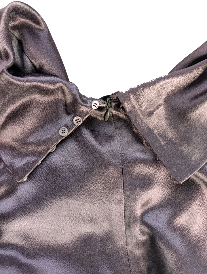 PRADA ITALY.Rich Brown/Bronze Sash Sheath Dress Cap Sleeves