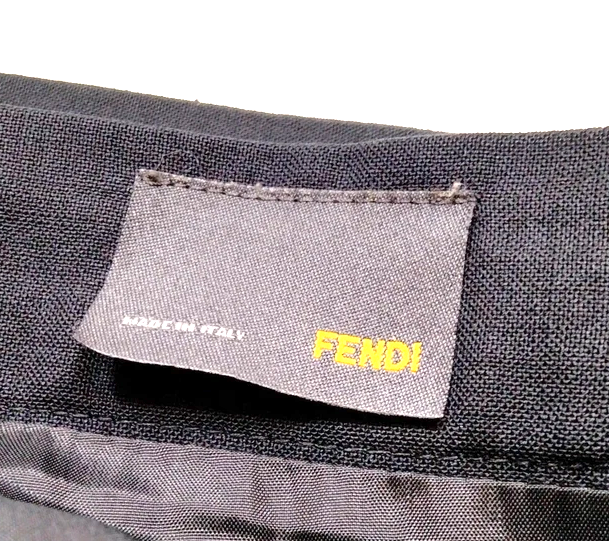 Fendi Italy. Vintage Black Wool, Rayon, Skirt