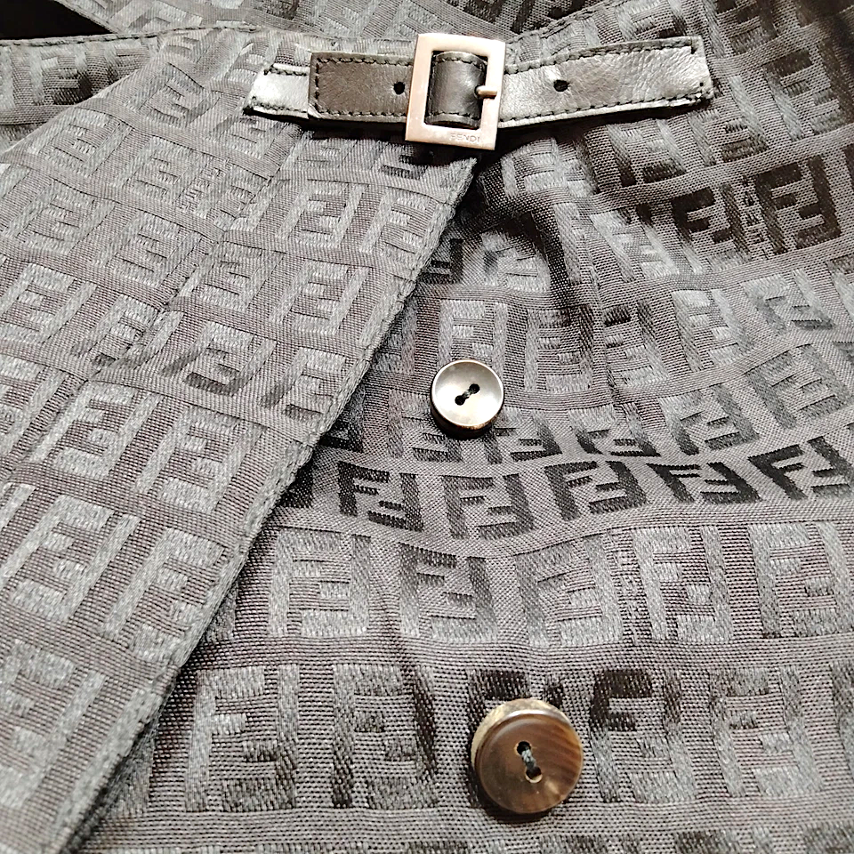 Fendi Italy. Black FF Logo Cotton, Rayon Skirt