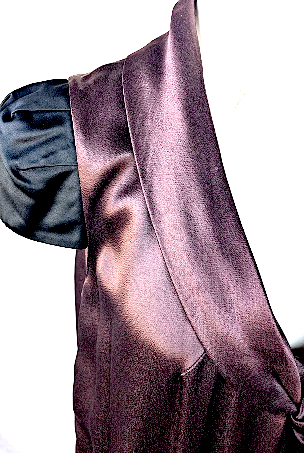 PRADA ITALY.Rich Brown/Bronze Sash Sheath Dress Cap Sleeves