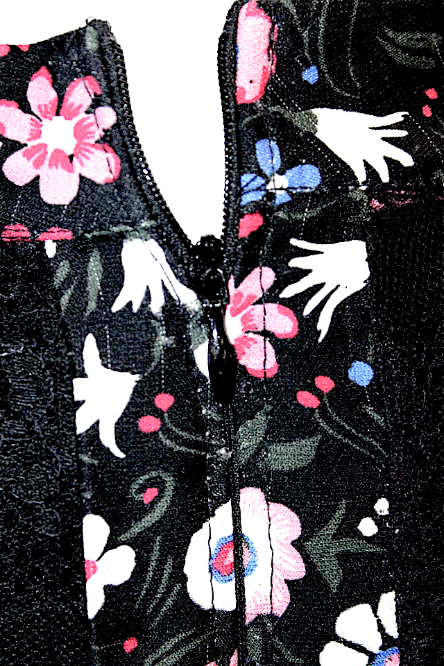 Valentino Garavani Italy. Black Silk Floral High Neck Long Sleeve Maxi Dress