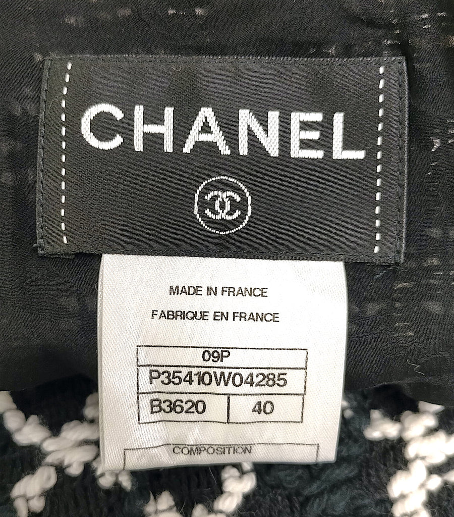 CHANEL PARIS. Black/White Cotton, Poly, Rayon Blend Dress. SZ 40