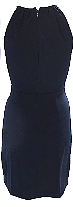 DONNA KARAN. DKNY Black Round Neck Spaghetti Straps Cinch Wrap Mini Dress