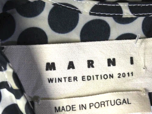 Marni Italy. Black/White Viscose Blend Long Sleeves Polka Dot Blouse