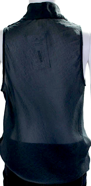 Helmut Lang NY. Blue PolyTech Fabric Sleeveless V-neck Slip-on Tank Blouse