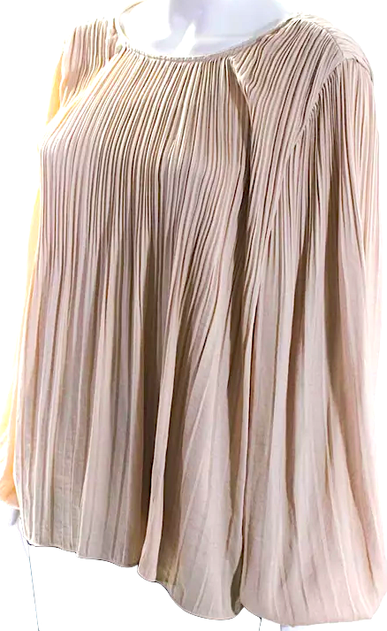 Elizabeth & James NY. (The Row). Rayon Beige Pleated Tie Back Long Sleeve Blouse