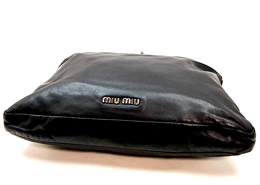 Miu Miu Italy. Black Leather Combo Clutch/ Shoulder Bag / Hand Bag