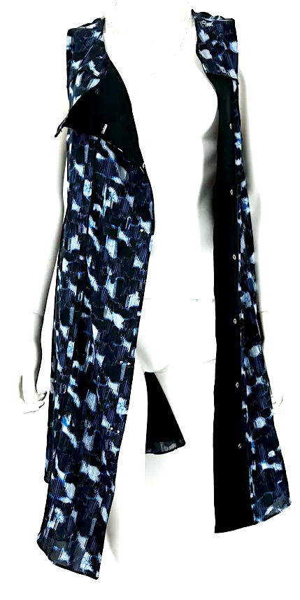 Proenza Schouler NY.Blue Print Silk Viscose Blend Lined Shift Wrap Dress