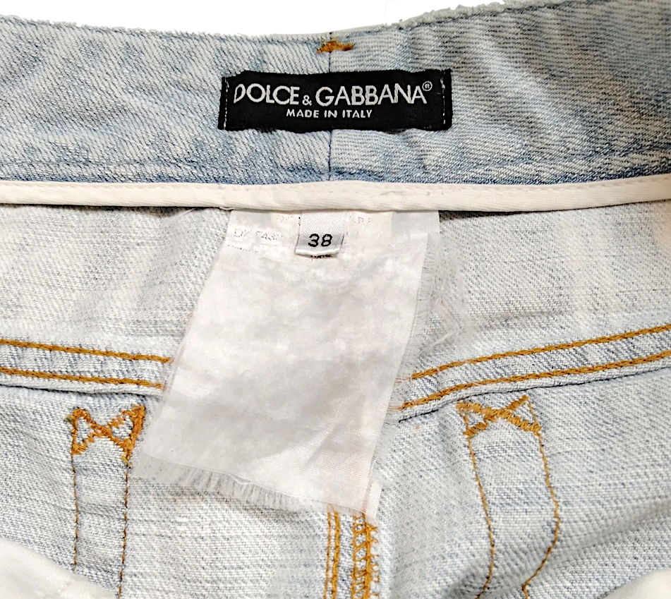 DOLCE&GABBANA ITALY. D&G. Cotton Intentional Distressed Unfinished Hem Skirt