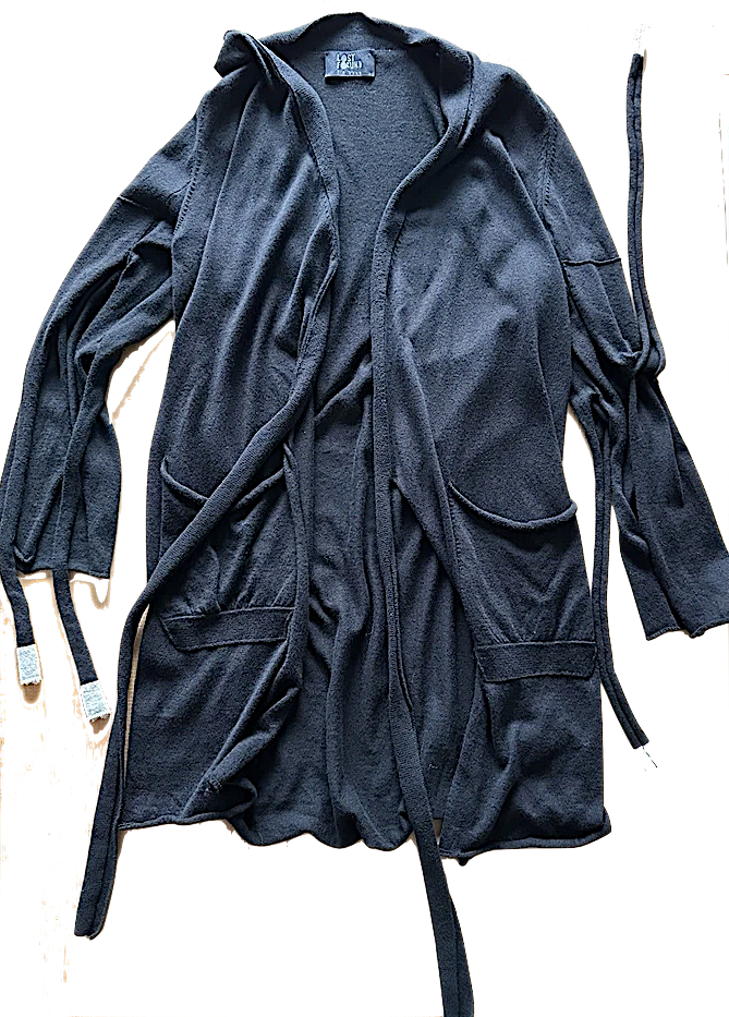 LOST & FOUND Ria Dunn, NEW/NO TAG. Black Ties Cotton Cardigan Top