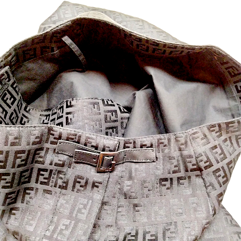 Fendi Italy. Black FF Logo Cotton, Rayon Skirt