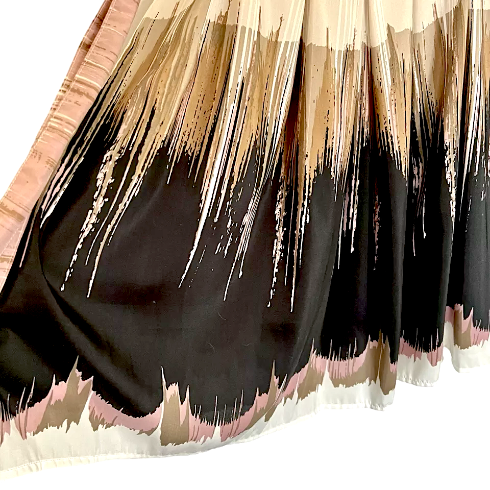 Benetton Vintage Print Sleeveless Belted Flare A Line Dress