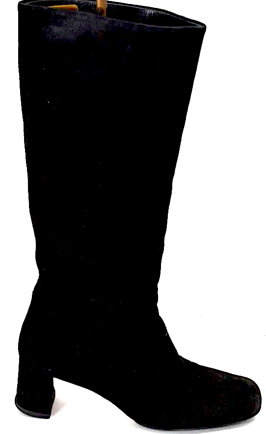 Miu Miu Italy. Black Suede Leather Boots Block 2.5" Heel Slip On Boots Size 39.5