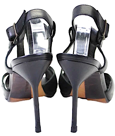 Manolo Blahnik Paris. Black Leather Open Toe Stiletto Strappy Sandals ize 39.5
