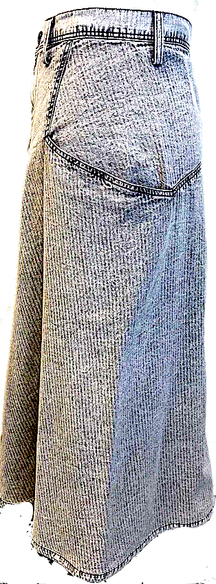 YOHJI YAMAMOTO JAPAN. Y'S Discharge Grey, Striped Denim Skirt,