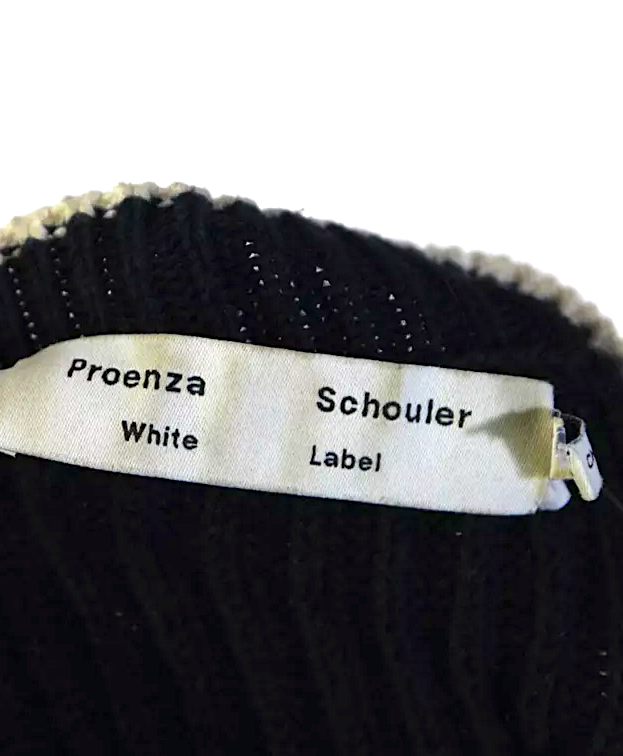 Proenza Schouler NY. Navy Wool Ribbed Striped Pullover Sweater