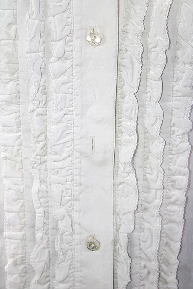 Dolce & Gabbana Italy. White Cotton Blend Collar Ruffle Detail Button Front Blouse