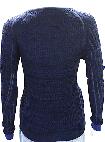 ACNE Studios Sweden. Blue Black Cotton Long Sleeves Crew Neck Sweater
