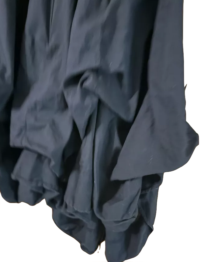 Luna Luz Ibiza/NYC. Black Asymmetric Linen Lagenlock Midi Dress