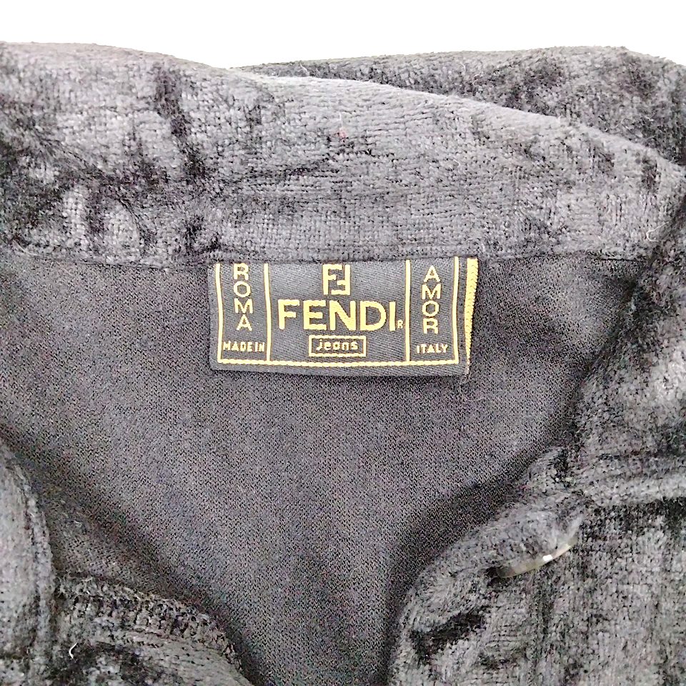 Fendi Italy. Distressed Logo FENDI Rayon, Tessuto, PolyTech Tunic Style Top