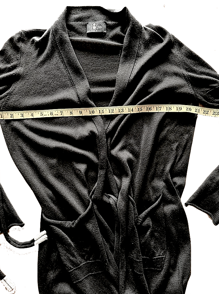 LOST & FOUND Ria Dunn, NEW/NO TAG. Black Ties Cotton Cardigan Top