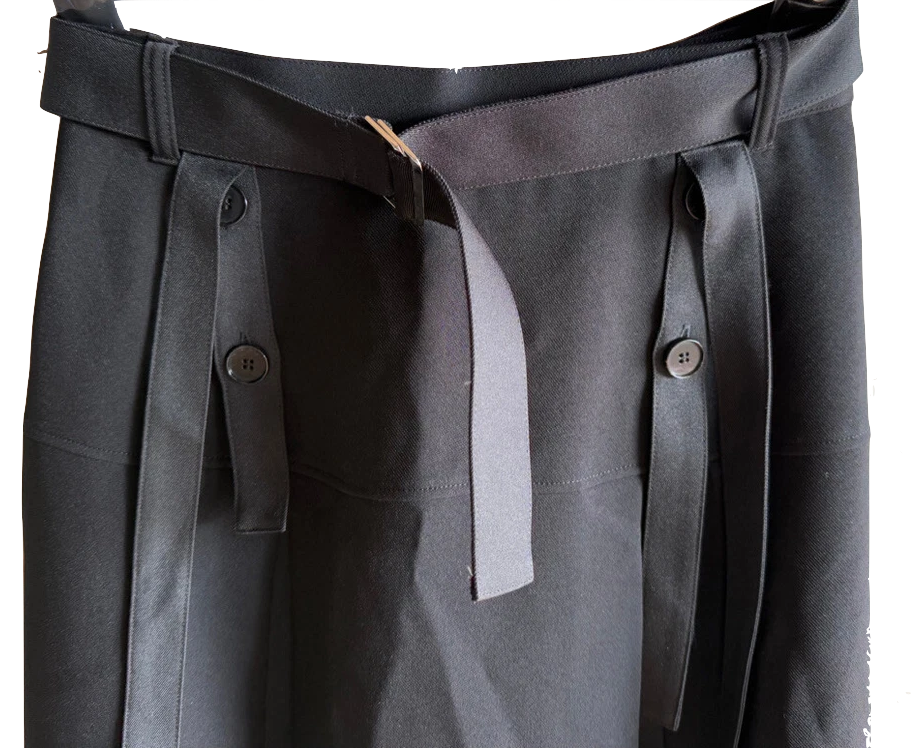 United Tokyo Japan. Base Black Polyester Blend A-Line Maxi Skirt