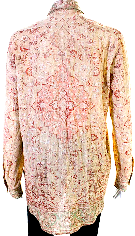 ACNE Studios SWEDEN. Brown Cotton Printed Long Sleeve Button Down Shirt