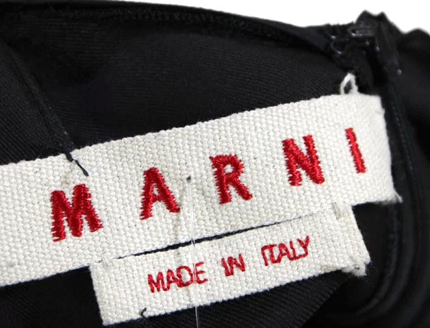 Marni Italy. Black Folded Detail Backless Tied Mini Dress Solid Black