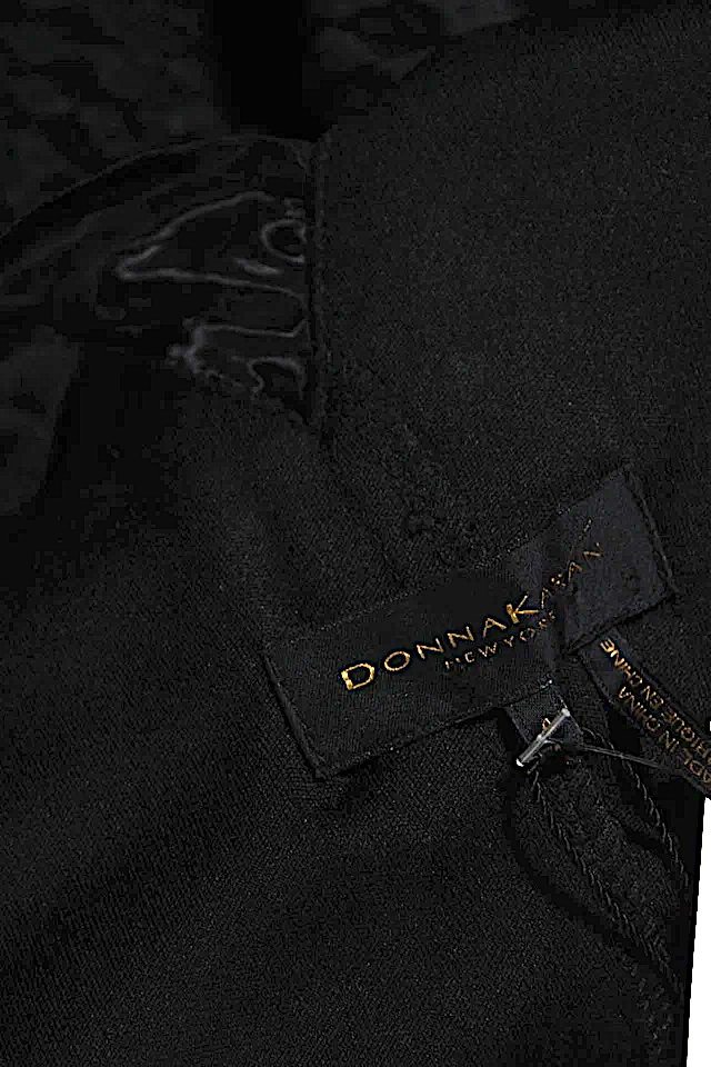 Donna Karan Black Geometric Textured Sleeveless V-Neck Dress