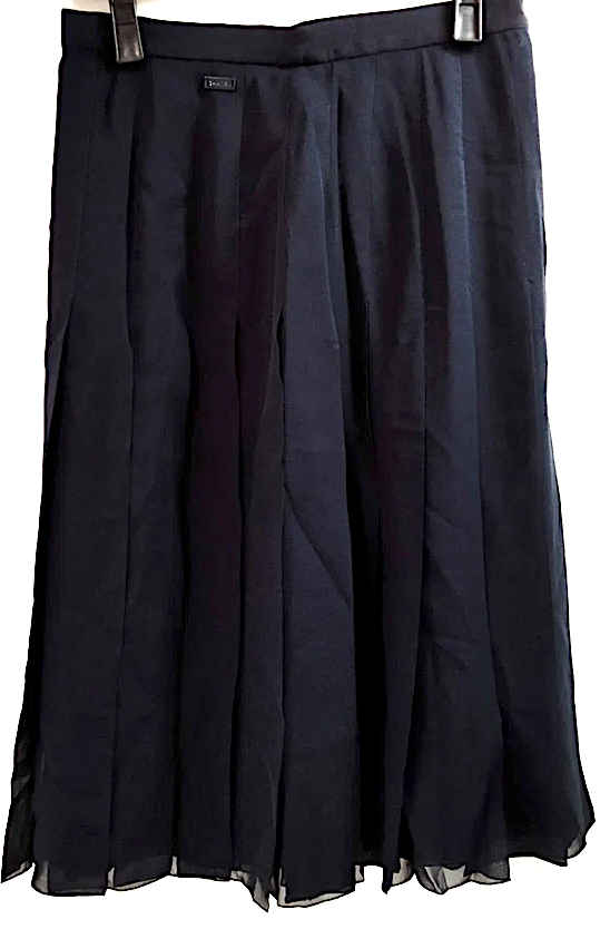 Chanel Paris. 2003 Collection Black Pleats Silk Skirt