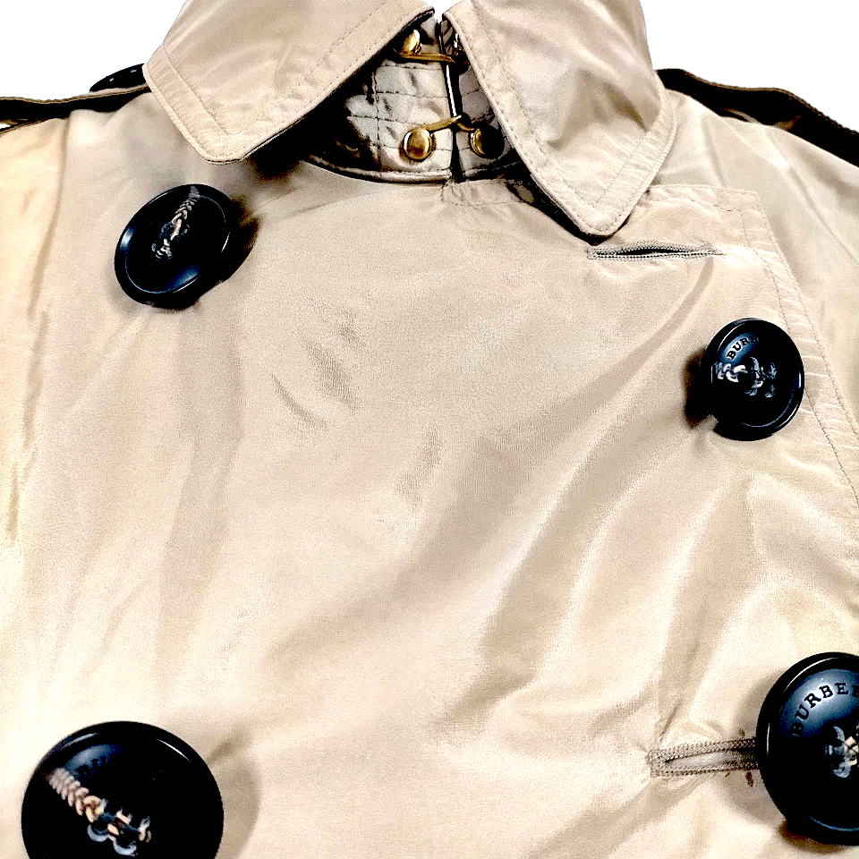 Burberrybrit UK. Khaki Nylon Double Breasted Trench Style Coat