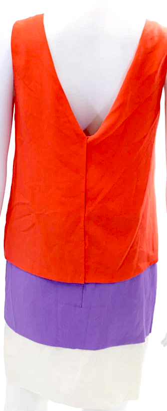 Gucci Italy. Multi Colored Tiered Silk Sleeveless Knee Length Dress